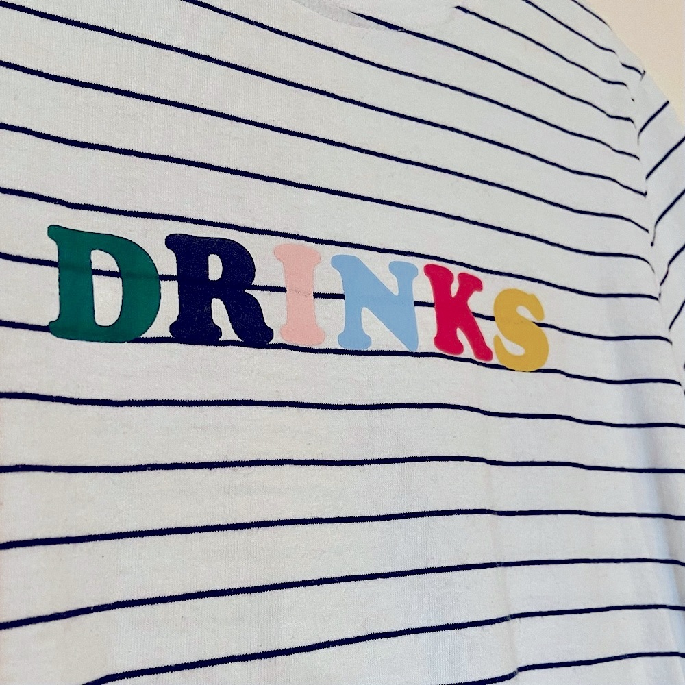 Ban.do DRINKS striped tee / Size Medium